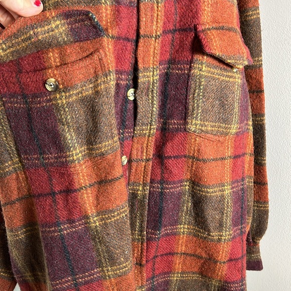 VINTAGE NORTHEAST TERRAIN COMPANY WOOL WOOL FLANNEL PLAID SHIRT SIZE XL - Picture 7 of 11